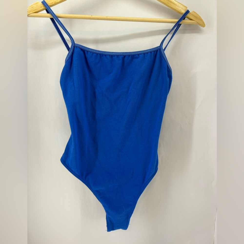 Blue spaghetti strap bodysuit